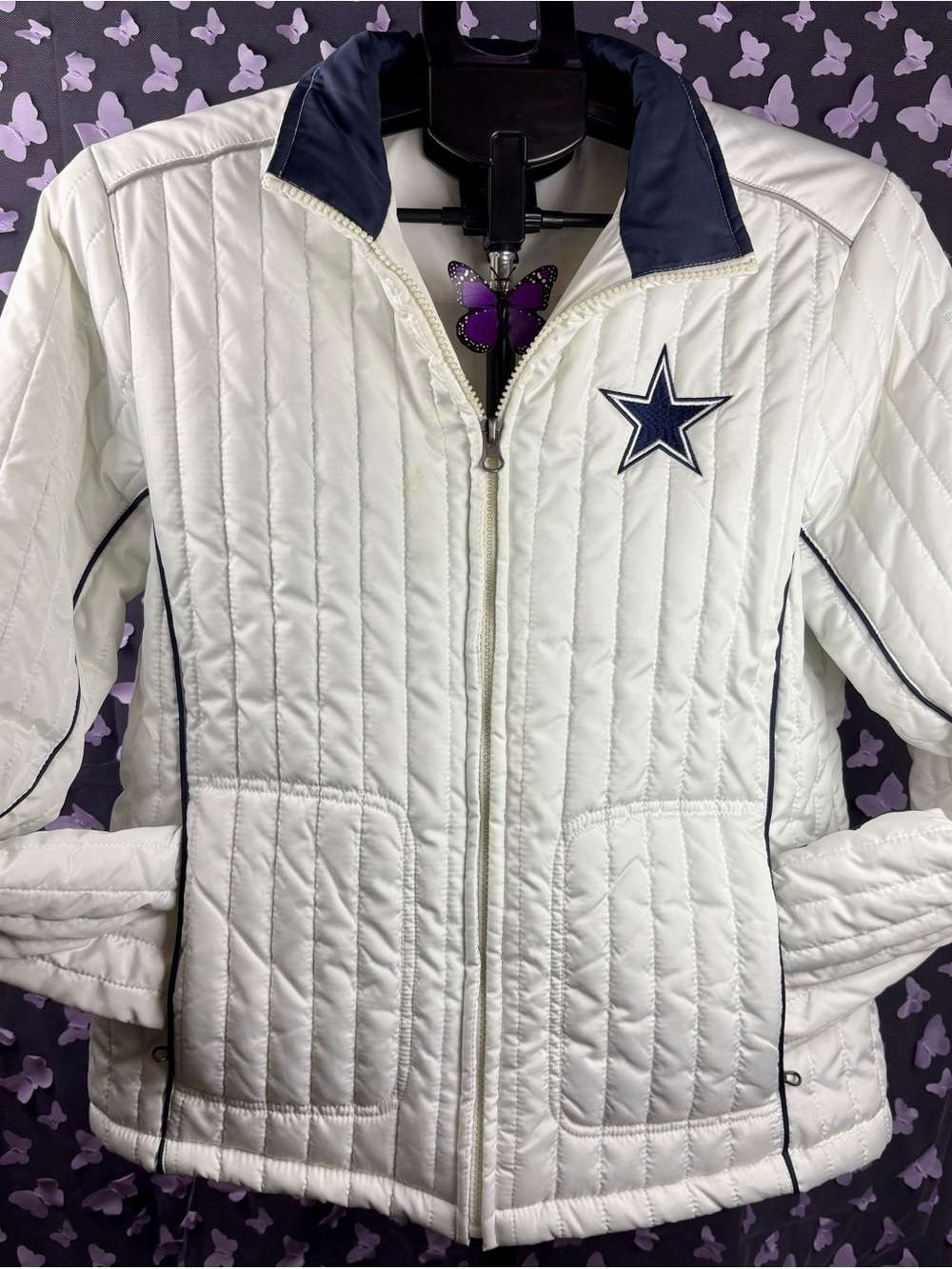 NFL Dallas Cowboys White Quilted Puffer Jacket